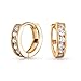 Bling Jewelry Gold Plated Small CZ Huggie Sterling Silver Hoop Earrings