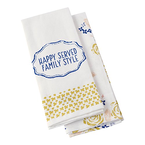 Hallmark Home Decorative Cotton Kitchen Tea Towels (Set of 2) Family Style Perfect for Any Kitchen