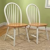 Review Stacks and Stacks  / Wooden Dining Chairs - Windsor - Set of 2 (White/Natural) (36.5