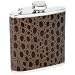 Maxam 6oz Stainless Steel Flask With Dark Brown Leather Pebble Grain Wrap Polished Finish