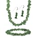  : STERLING SILVER GENUINE AVENTURINE STONE CHIP EARRINGS BRACELET NECKLACE JEWELRY SET