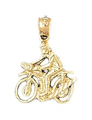 Dazzlers Solid 14k Gold Biker Riding a Bicycle Charm Pendant Available in three colors from jewelsberry (weights: 1.3 grams only)