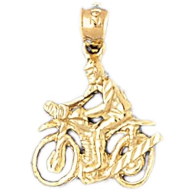 Cheap Girls Jewelry Dazzlers Solid 14k Gold Biker Riding a Bicycle Charm Pendant Available in three colors from jewelsberry (weights: 1.3 grams only) For Sale