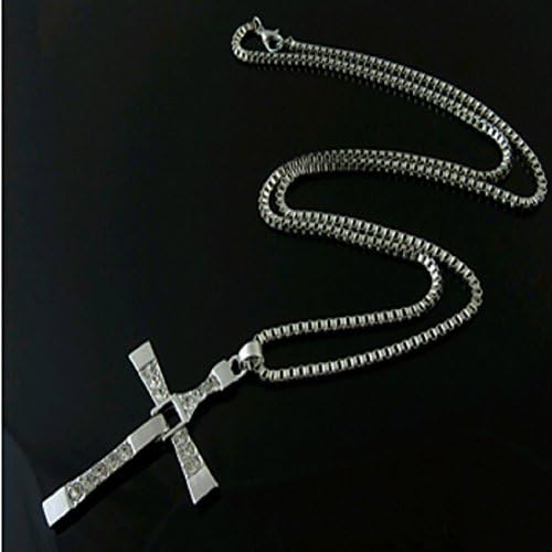 Summer Style Pendant Necklace Trendy Male Titanium Cross Crystal Statement Necklace For Men Sterling Silver Fine Jewelry