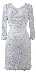 V-neck Crystal Lace Long Sleeves Evening Dress/Wedding Party Dress 