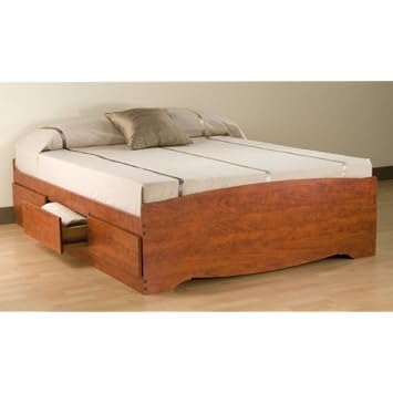 Prepac Monterey Cherry Queen Platform Storage Bed (6-drawers)