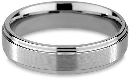 6mm Men's or Women's Brushed Tungsten Carbide Luxury High Polished Wedding Ring Band (8.5)