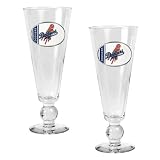 Los Angeles Dodgers MLB 2pc Pilsner Glass Set with Baseball on stem - Oval Logo