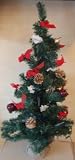 Weihnachtsbaum 80 cm ROT komplett geschmückt mit Lichterkette