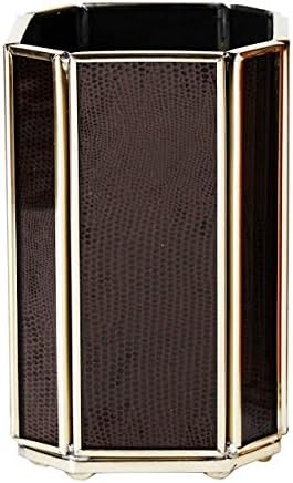 Desk Accessories Desk Organizer Pencil Cases Metal Edges Brown Faux Leather Lizard
