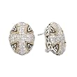 925 Silver & Diamond Oval Cross Earrings with 18k Gold Accents (0.50ctw)