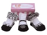 Baby Emporio -3 Pairs of Black Mary Jane Party Socks for Baby Girls 0-9 Months, in a Keepsake Box