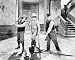 JOE DERITA AS CURLY-JOE, LARRY FINE AS LARRY, MOE HOWARD AS MOE FROM THE NEW 3 STOOGES #3 - BLACK & WHITE Movie Photo- LARGE wall POSTER Size Print - SIZE 25x20