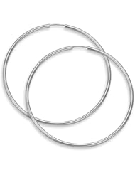 14K White Gold Hoop Earrings - 2 1/16" inch diameter (2mm thickness)