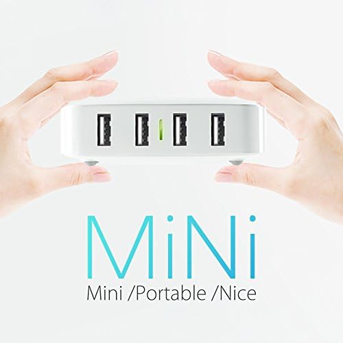 4 Port 20w USB Desktop High Speed Charger with Intelligent Auto Detect Technology. Perfect for Iphone, Ipad, Samsung, Nexus, Htc, Sony and More (White)