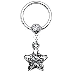 14 Gauge Spiral Star Dangle Captive Ring