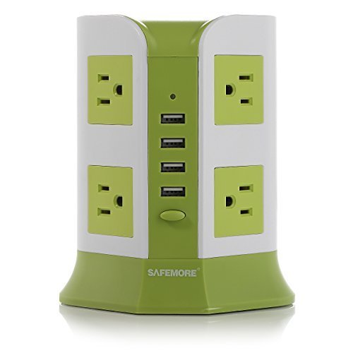 Cheap Safemore Smart 8-Outlet with 4-USB Output Surge Protection Power Strip 4000W 110-250V for Home...