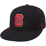 Zephyr North Carolina State Wolfpack Black Logo Chopped 32/5 Fitted Flat Brim Hat (6 7/8)