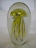Glass Jellyfish Paperweight Color Brown and Yellow 6