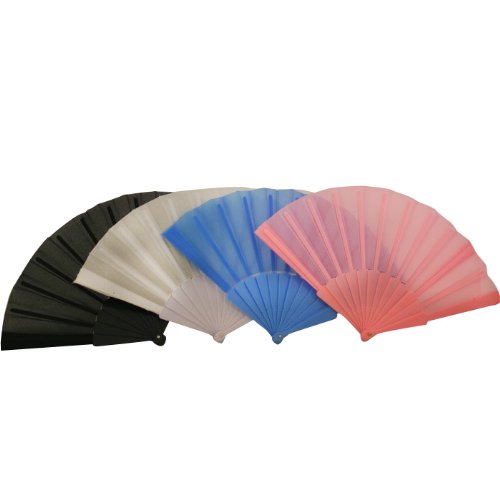 Assortment of Four (4) Oriental Feng Shui Hand Fan- Plain Color