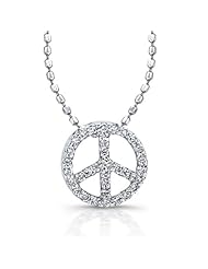 Peace Sign Diamond Pendant - Sterling Silver