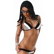 Hei�er Push Up Triangel - Bikini in schwarz - weiss - leo
