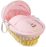 Clair de Lune Tippy Tumble Natural Wicker Moses Basket (Pink)