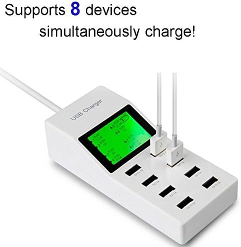 Citiger(TM) USB Power Adapter Charger, LCD Display, 8 Ports, Auto Detect Technology, Portable, for Iphone6, 6s, Ipad, Ipod, Samsung Note 4, Galaxy S6 and Other Mobile Phones and Tablets (White)