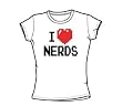 I Heart Nerds - Junior White Sheer Cap Sleeve T-Shirt For Women