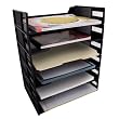 Set of 6 Stackable Filing Trays Inbox Mail Black