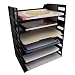 Set of 6 Stackable Filing Trays Inbox Mail Black