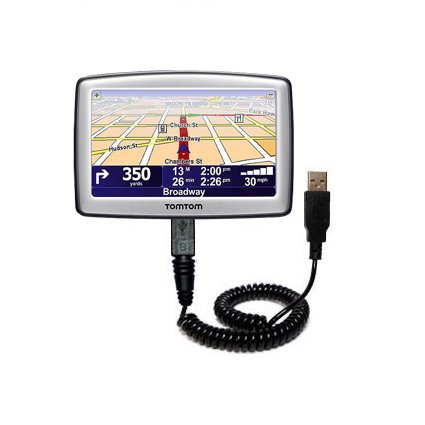 Coiled USB Cable for the TomTom XL 325 S / SE with Power Hot Sync and Charge capabilities - uses Gomadic TipExchange Technology