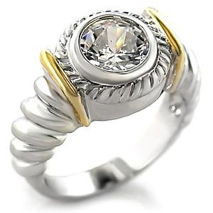 Size 9 Clear Cubic Zirconia Brass Reverse Two 