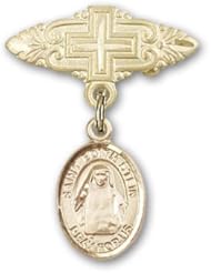Gold Filled Baby Badge with St. Edith Stein Charm and Badge Pin with Cross