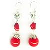 Boucles Corail Rouge 12mm sur crochets en Argent massif 925