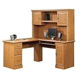 Oak Finish Corner Computer Desk w/ Hutch