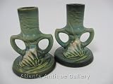 Pair of Roseville Freesia Candlesticks #1161 - Circa 1945