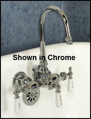 Brushed Nickel Clawfoot Tub Diverter Faucet - Gooseneck Spout