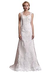 Queen Anne Neck Lace Applique Mermaid Satin/Tulle Wedding Dress 
