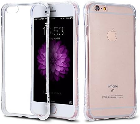 iPhone 6s Case, Qliver [Ultra Thin] Soft Flexible Liquid Crystal Clear TPU Bumper [Shock-Absorption] Protective Skin with Glitter Frame Slim for iPhone 6s/6 4.7 Inch, Clear