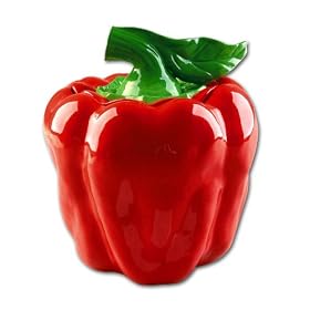 Ceramic Bell Pepper 3-D Table Top Cookie Jar Red by KKM-Bell Pepper