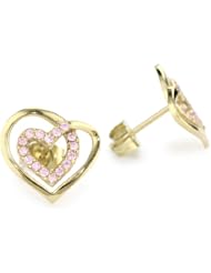 Myia Passiello "Timeless Hearts" Swarovski Pure Brilliance Pink Zirconium Framed Heart Stud Earrings