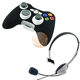 Black soft Silicone case for Microsoft xBox 360 controller Free With White Headset