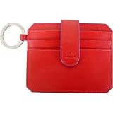 Cherry Red and Plum Baekgaard Genuine Leather Key Ring Mini Card Case Wallet