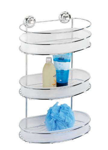 Wenko 16953100 Wandregal Milazzo Super-Loc - Befestigen ohne Bohren, 3 Ablagek&ouml;rbe, Chrom-Kunststoff, 28 x 45 x 15 cm, wei&szlig;