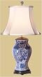 Asian Furniture & D&eacute;cor - 25" Ming Chinese Blue & White Porcelain Oriental Medallion Vase Lamp