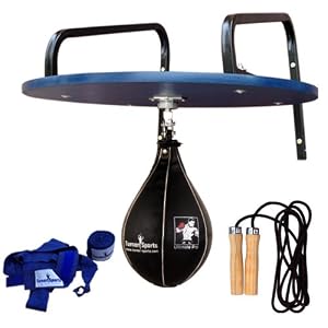 Speedball Platform Sets Genuine Cowhide Leather, Wooden Platform Blue Formica Lamination With Complete Fixing And Metal Wall Brackets Sets Punching Balls & Swivel Black Ball Leather Skipping Rope Poly Cotton Hand Wraps Blue