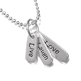 Sterling Silver Live, Laugh, Love Triple-Tag Pendant