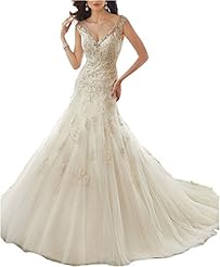 V-neck Satin/Tulle Floral Print Sequined Sheer Applique Crystal Lace Crystals Beaded  Dress