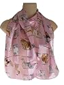 Pink with Dog Breeds Satin Stripe Oblong Scarf /Sash Belt / Headband